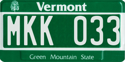 VT license plate MKK033
