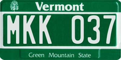 VT license plate MKK037