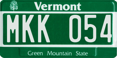 VT license plate MKK054