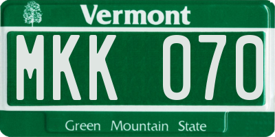 VT license plate MKK070