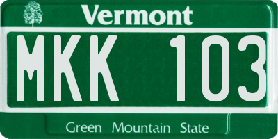 VT license plate MKK103