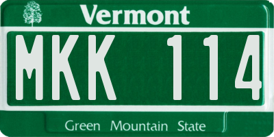 VT license plate MKK114