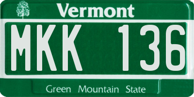 VT license plate MKK136
