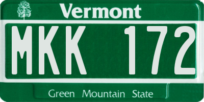VT license plate MKK172