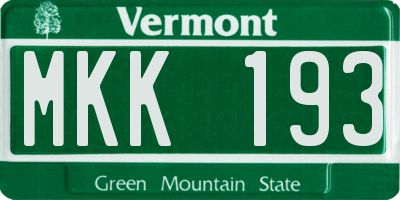 VT license plate MKK193