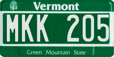 VT license plate MKK205