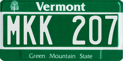 VT license plate MKK207