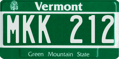 VT license plate MKK212
