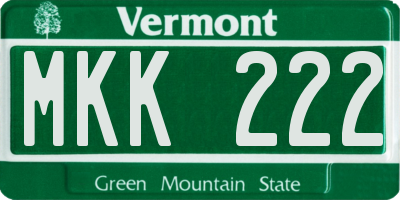 VT license plate MKK222