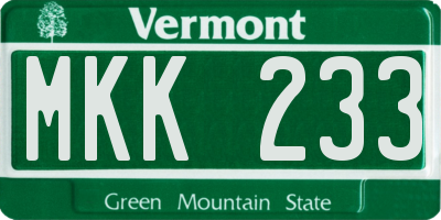 VT license plate MKK233