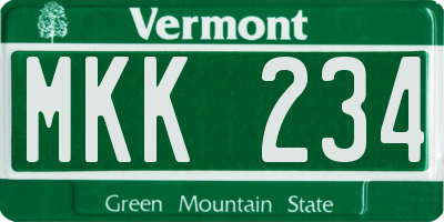 VT license plate MKK234
