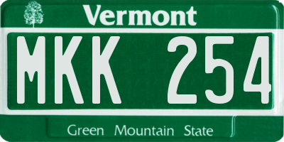 VT license plate MKK254