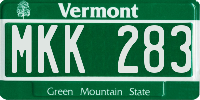 VT license plate MKK283