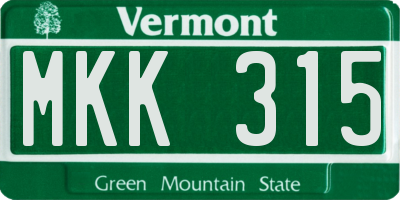 VT license plate MKK315