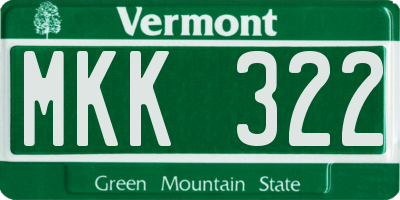 VT license plate MKK322