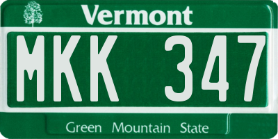 VT license plate MKK347