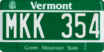 VT license plate MKK354