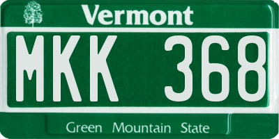 VT license plate MKK368