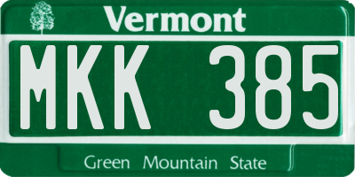VT license plate MKK385