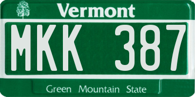 VT license plate MKK387
