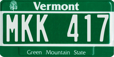 VT license plate MKK417