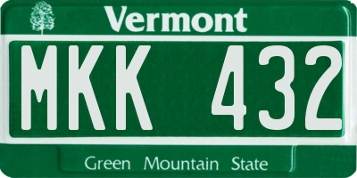 VT license plate MKK432