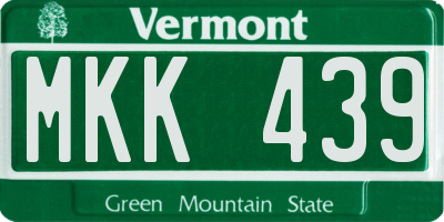 VT license plate MKK439