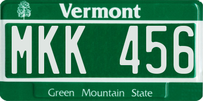 VT license plate MKK456