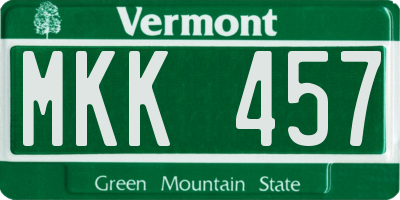 VT license plate MKK457
