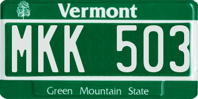 VT license plate MKK503