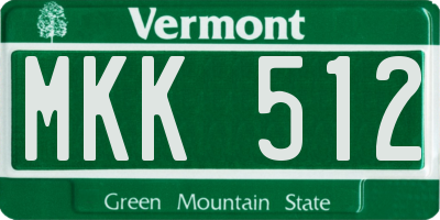 VT license plate MKK512