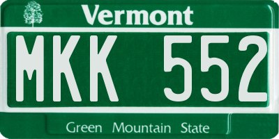 VT license plate MKK552