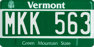 VT license plate MKK563