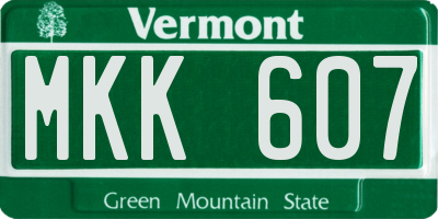 VT license plate MKK607