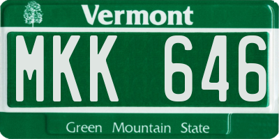 VT license plate MKK646