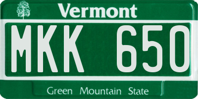 VT license plate MKK650