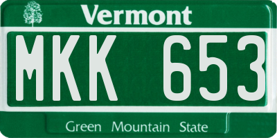 VT license plate MKK653