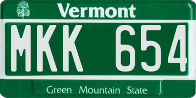 VT license plate MKK654