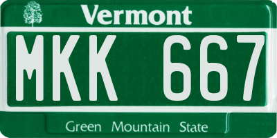 VT license plate MKK667