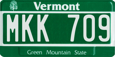 VT license plate MKK709