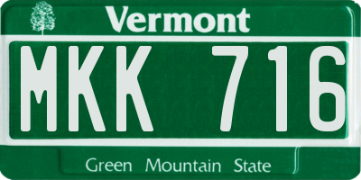 VT license plate MKK716