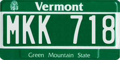 VT license plate MKK718