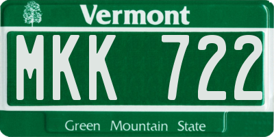 VT license plate MKK722