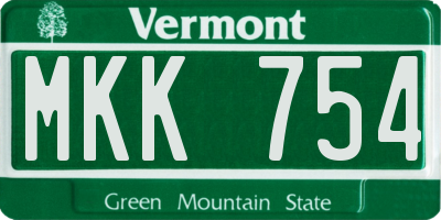 VT license plate MKK754