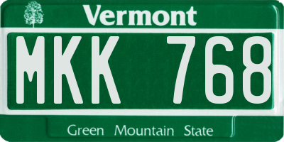 VT license plate MKK768