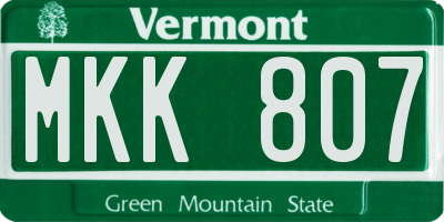 VT license plate MKK807