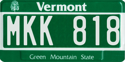 VT license plate MKK818