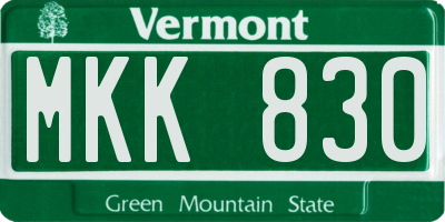 VT license plate MKK830