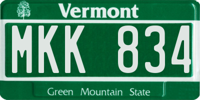 VT license plate MKK834