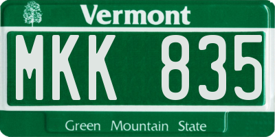 VT license plate MKK835